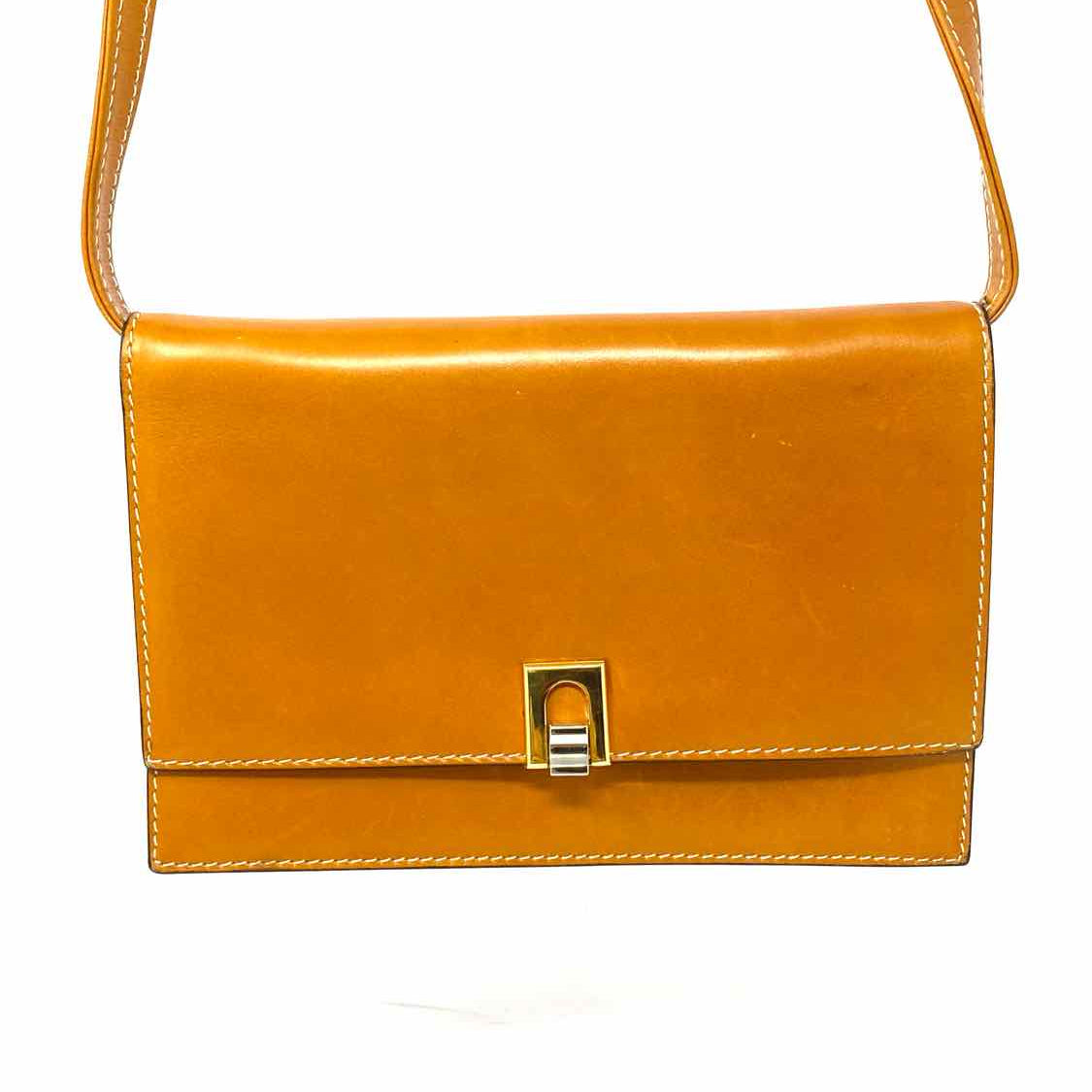 BALLY Vintage Camel Mini Flap Leather Shoulder Bag