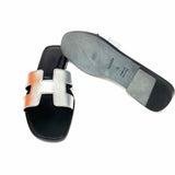 Hermes Oran Women's Black Silver Size 36/6 Flat Slide