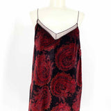 Free People Women's Burgundy Size S Spaghetti Strap Velvet Paisley Sleeveless