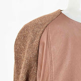 W by Worth Women's Brown Size 10 Pleated Mixed Media Jacket