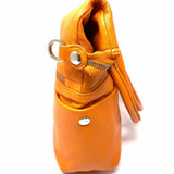 LanVie Orange Zip Leather Tote