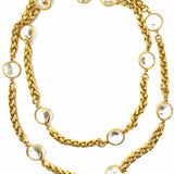 Estate Metal Gold Tone 36 Crystal Necklace