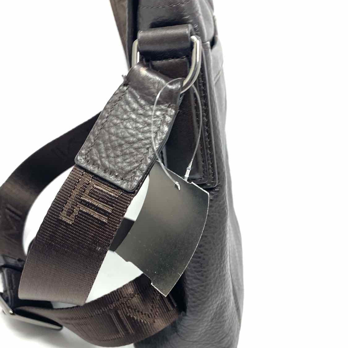 TUMI Brown Flap Pebbled Leather Messenger Bag
