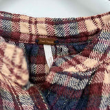 Free People Women's Blue Red Size L Button Down Plaid Long Sleeve