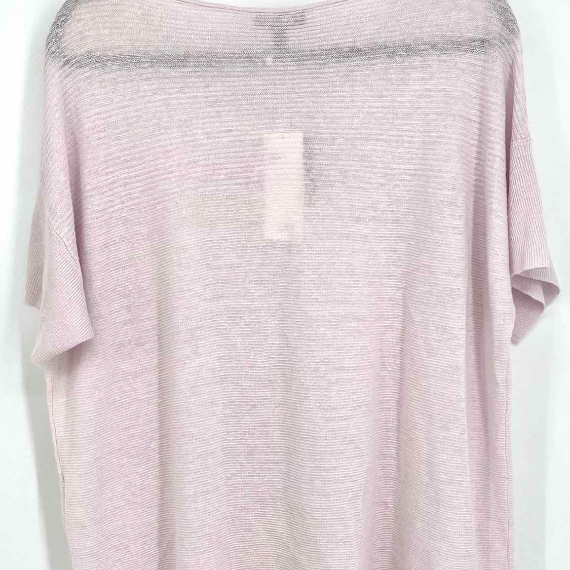 Eileen Fisher Women's Baby Pink Size L Linen Knit Short Sleeve Top