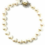 Estate White Beaded 8" Faux Pearl Bracelet