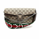 Gucci Small Dionysus East-West Coated Canvas Gray Flap GG SUPREME Shoulder Bag