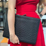 Bottega Veneta Laptop Case Black Zip Around Ostrich Made in Italy Clutch