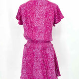 Rails Karla Women's Pink Size S mini Smocked  Leopard Print Dress