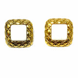 Gold Tone Square 0.75" Quilted Earrings