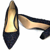 Ann Taylor Women's Black Blue Size 8.5 Block Heel Tweed Pumps