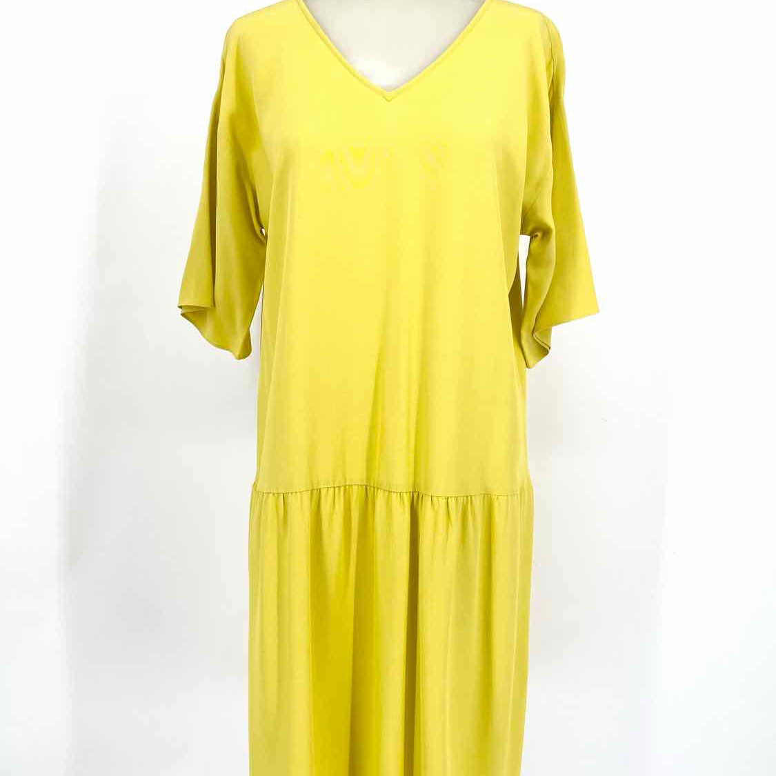 Eileen Fisher Women's Yellow Size PS Drop Waist V-neck Dress - Article Consignment Eileen Fisher Women's Yellow Size PS Drop Waist V-neck Dress - Article Consignment