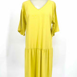 Eileen Fisher Women's Yellow Size PS Drop Waist V-neck Dress