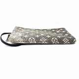 LOUIS VUITTON 2023 Denim Gray Monogram Jacquard Wristlet Clutch