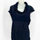 NOM*D Women's Black Navy Size 8 Layered Viscose Short Sleeve Top