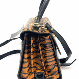 Patricia Nash Leather Black Brown Top Handle Tiger Satchel