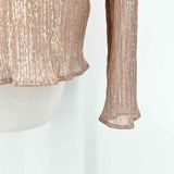 BCBG Max Azria Women's Gold Size XL Turtleneck Shimmer Long Sleeve