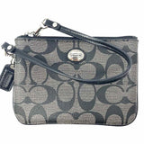 Coach Coated Canvas Black Gray Zip Signature Wristlet