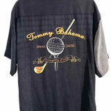 Tommy Bahama Golf Men's Black Gray Size M Button Down Silk Short Sleeve Shirt