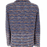 ST. JOHN Women's Navy Orange Size 8 Collared Tweed Jacket