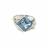 Estate size 5.5 10K White Gold Square Aquamarine Ring