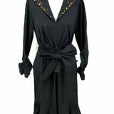TADASHI SHOJI Women's Black Size 10 Long Sleeve Embellished Dress