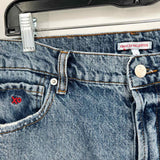 Frances Valentine Women's Blue Size 6 Straight Leg Raw Hem Jeans