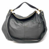 Onna Ehrlich Rachel Gray Foldover Tassel Pebbled Leather Satchel