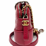 Chanel 2018-19 Gabrielle Double Zip WOC Cranberry Made in Italy Crossbody