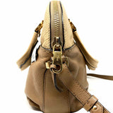 Chloe Brown  Beige Half Dome Color Block Pebbled Leather Satchel