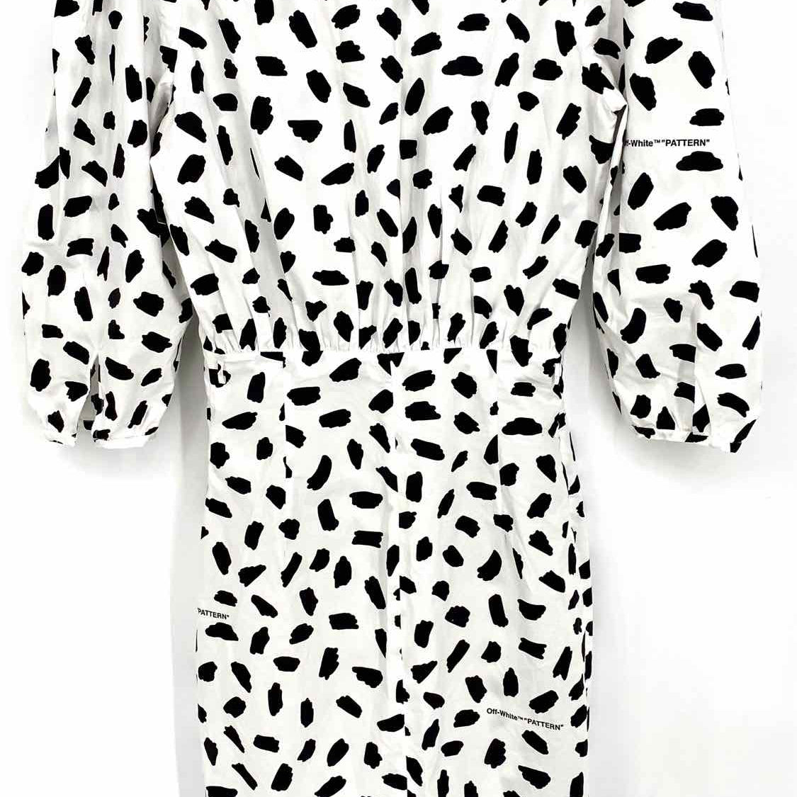 Off-White Women's Black / White Size 42/10 Long Sleeve Spotted Dress