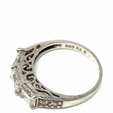 Estate size 6 .925 Sterling Silver Square Cut Filigree Cubic Zirconia Ring