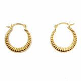 Estate 14k Gold Hoop 0.5" Engraved Earrings