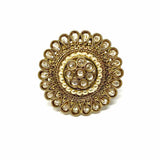 Statement Adjustable Gold Tone Chunky Flower Ring