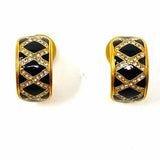 MMA Beaded Black Gold Tone Onyx 3 Strand Huggie Criss Cross Jewelry Set
