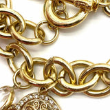 Statement Gold Tone Charm Flower Bracelet