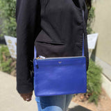 Celine 2013 Small Trio Royal Blue Pouch Leather Crossbody