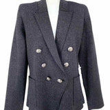L'AGENCE Women's Black Size L Double Breasted Shimmer Blazer