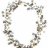 Estate Gray White Beaded 18" Tassel Pearl Necklace