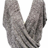 Eileen Fisher Women's Gray Size S Criss-Cross Silk Blend Knit Short Sleeve Top