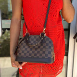 LOUIS VUITTON Alma BB Coated Canvas Brown Top Handle Damier Ebene Crossbody