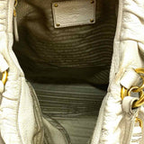 Prada White Hobo Pebbled Leather Shoulder Bag