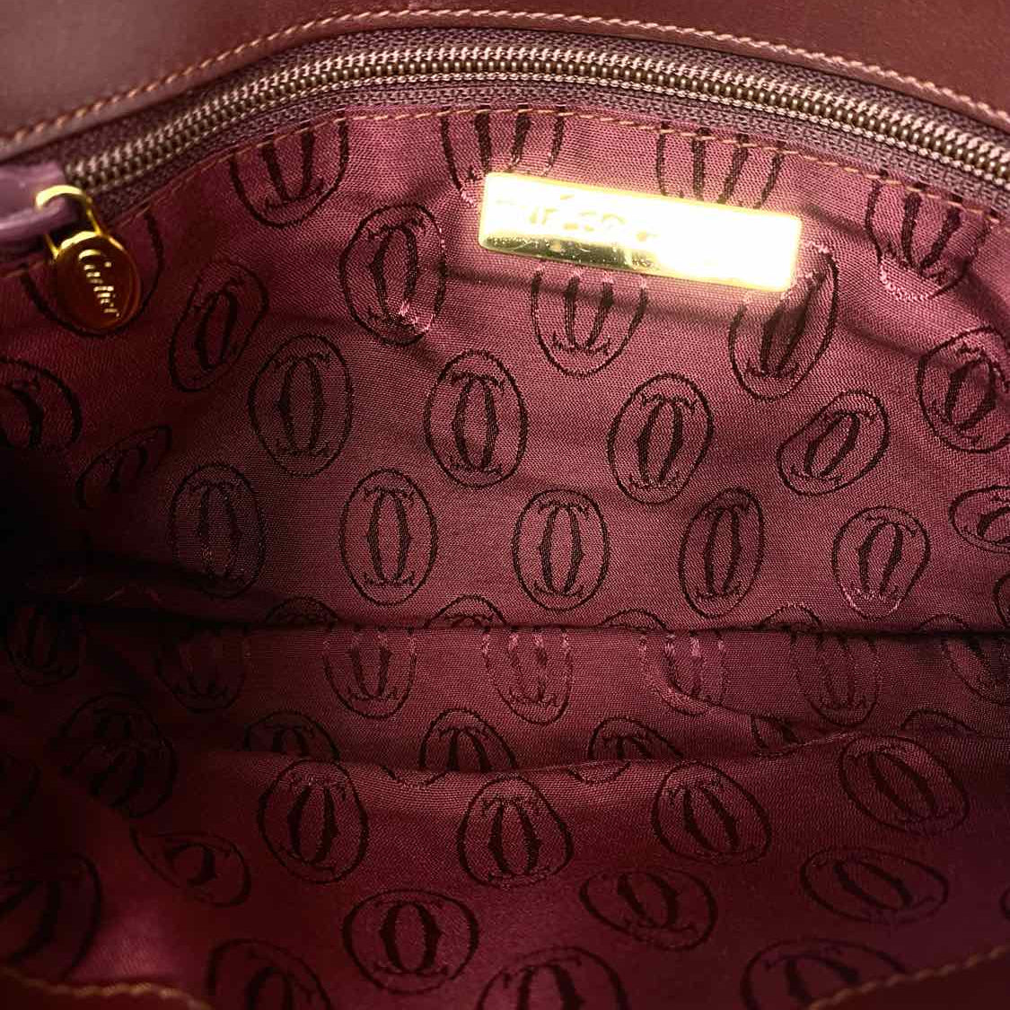 must de Cartier 1989 Cranberry Envelope Pebbled Leather Clutch