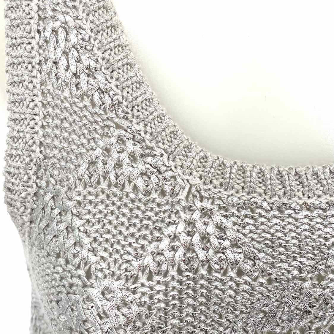 Moth Women's Silver Size XS Cotton Blend Knit Metallic Sleeveless
