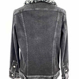 Chanel Women's Black Size 34/XS Denim Jacket w/ Black & White Shag Details