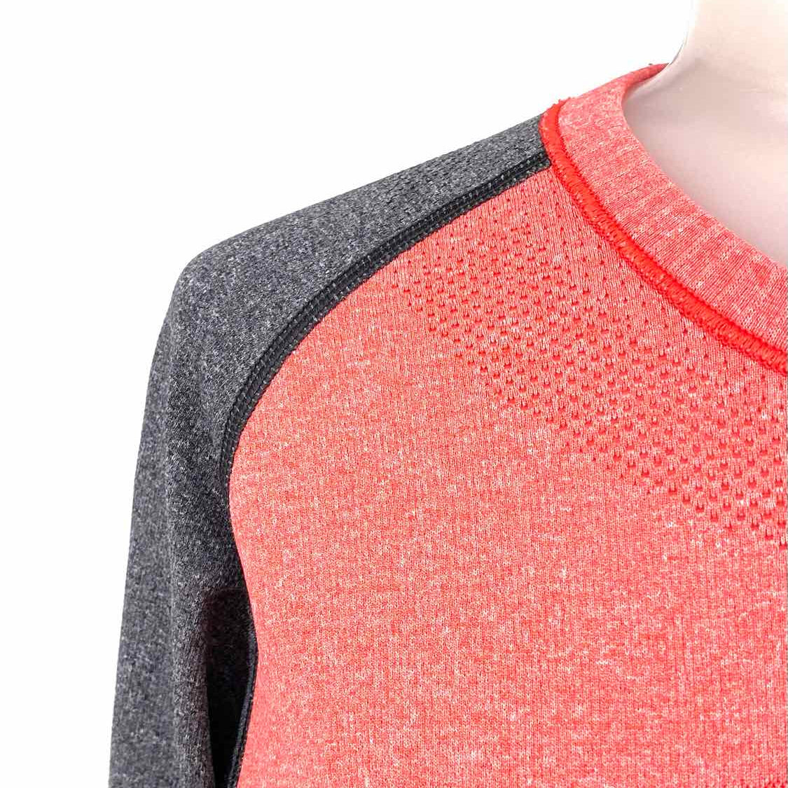 Lululemon Women's Coral Gray Size 6 Crew Color Block Long Sleeve