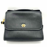 Coach Vintage Court Black Top Handle Turnlock Leather Crossbody