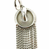 Vintage Silver tone Circle Tassel Clip On Earrings