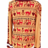 We The Free Women's Orange Size M Waffle Knit Dog & Deer Long Sleeve