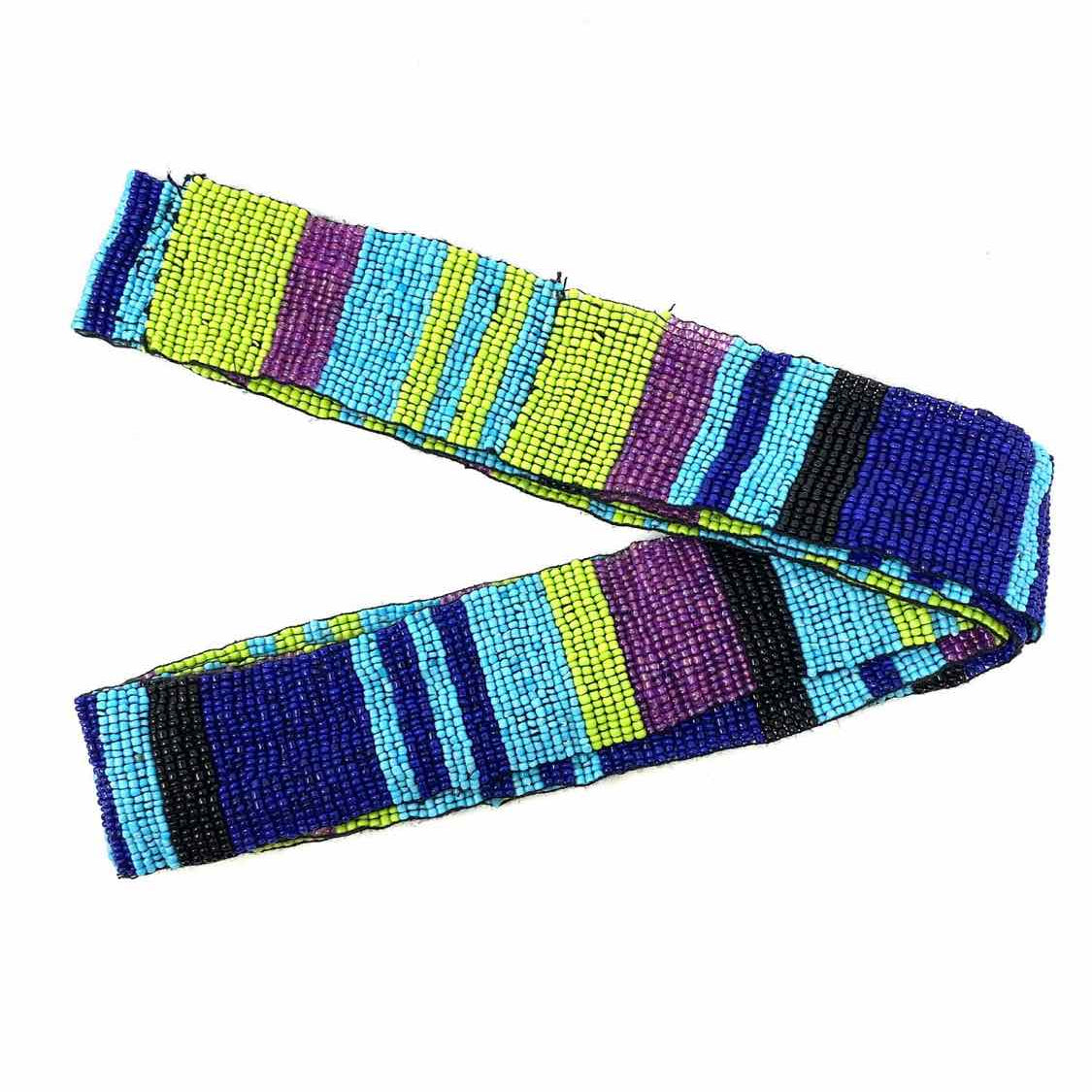 Beaded Blue Green Purple 62" Stripe Scarf